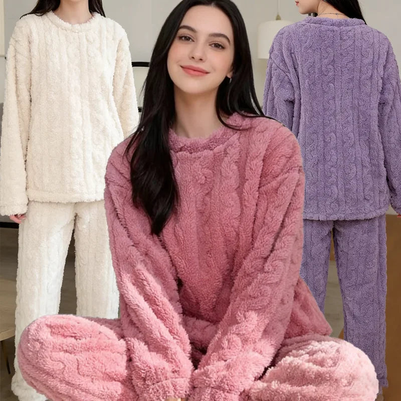 Winter Women Solid Warm 1/2 Piece set