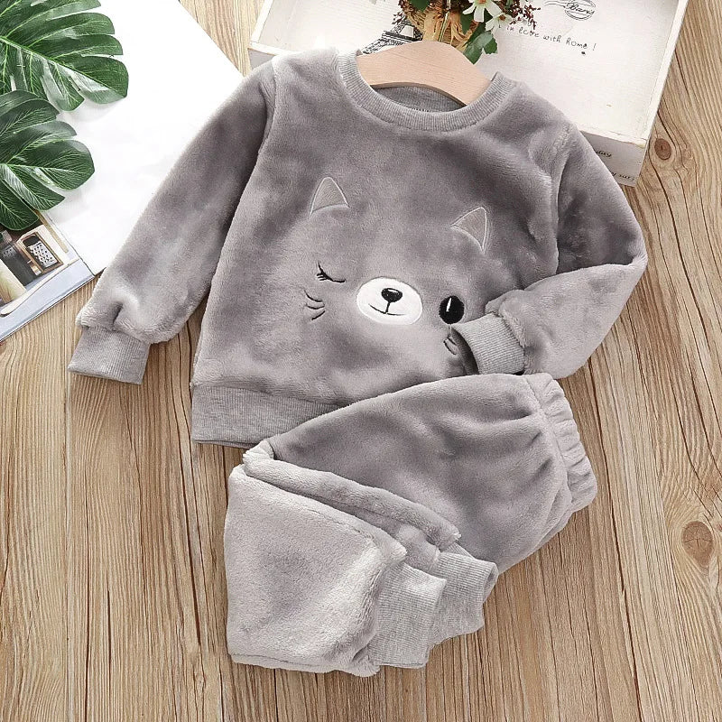 Children's Pajama Sets Bear Tops + Pants 2Pcs