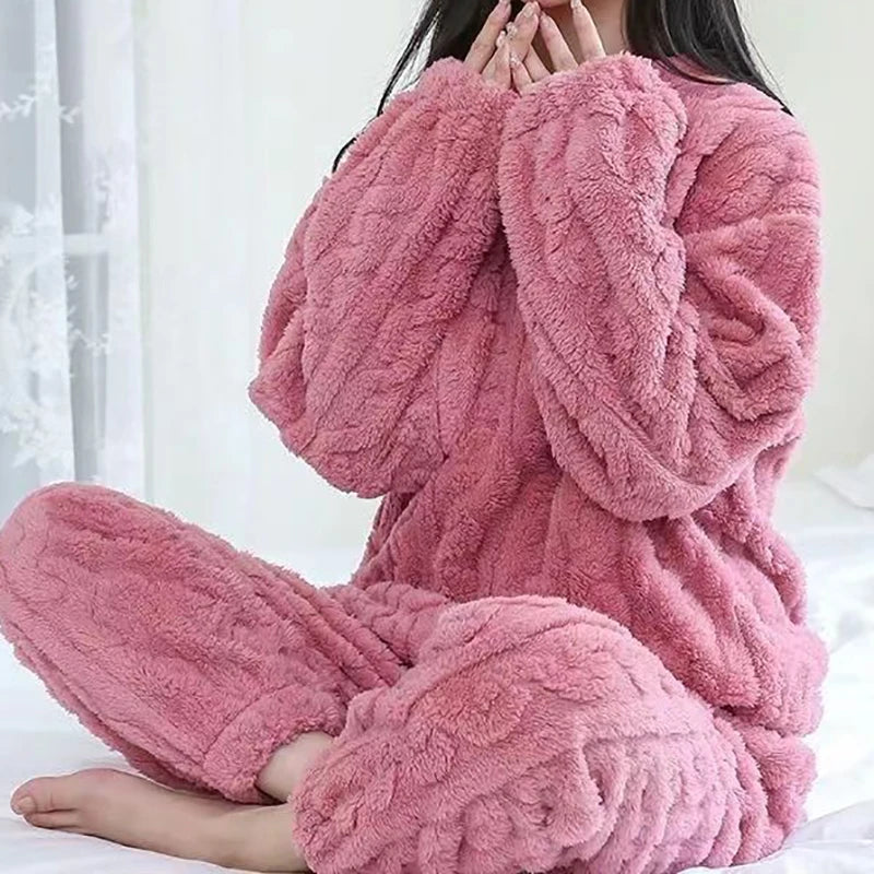Winter Women Solid Warm 1/2 Piece set