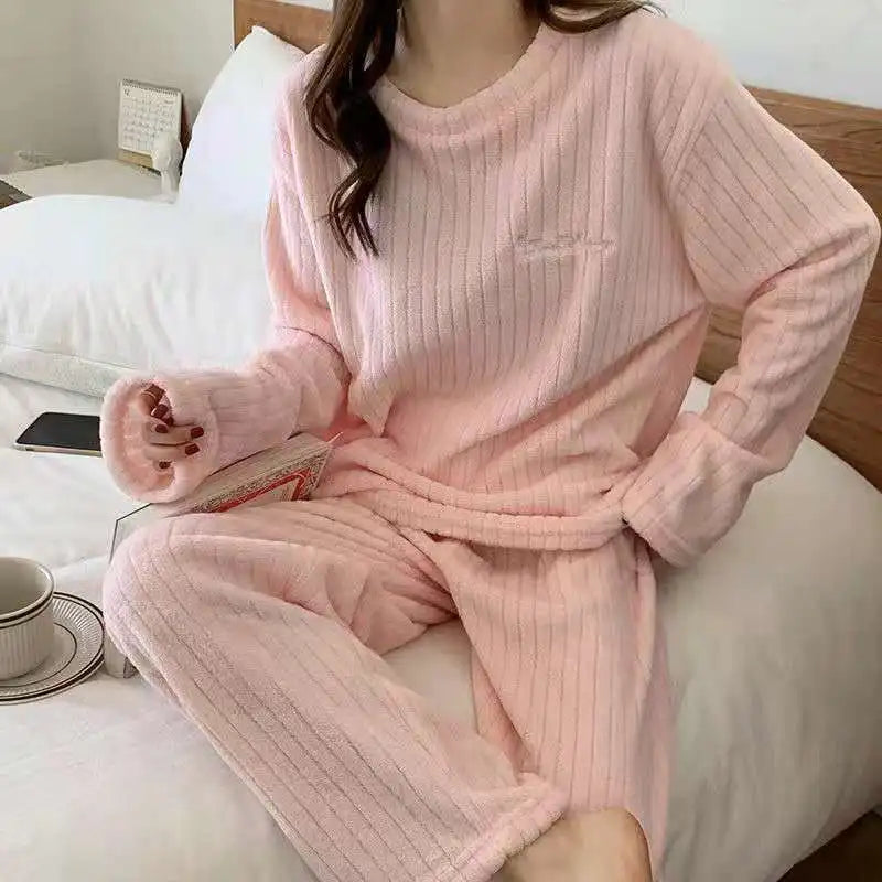 Winter Women Solid Warm 1/2 Piece set