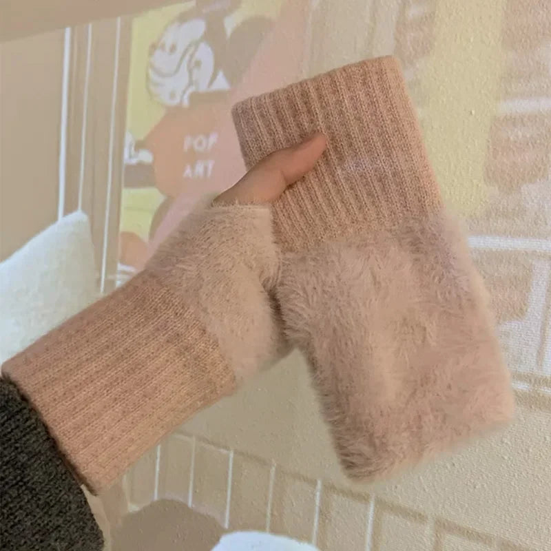 Soft Winter Half Finger Gloves
