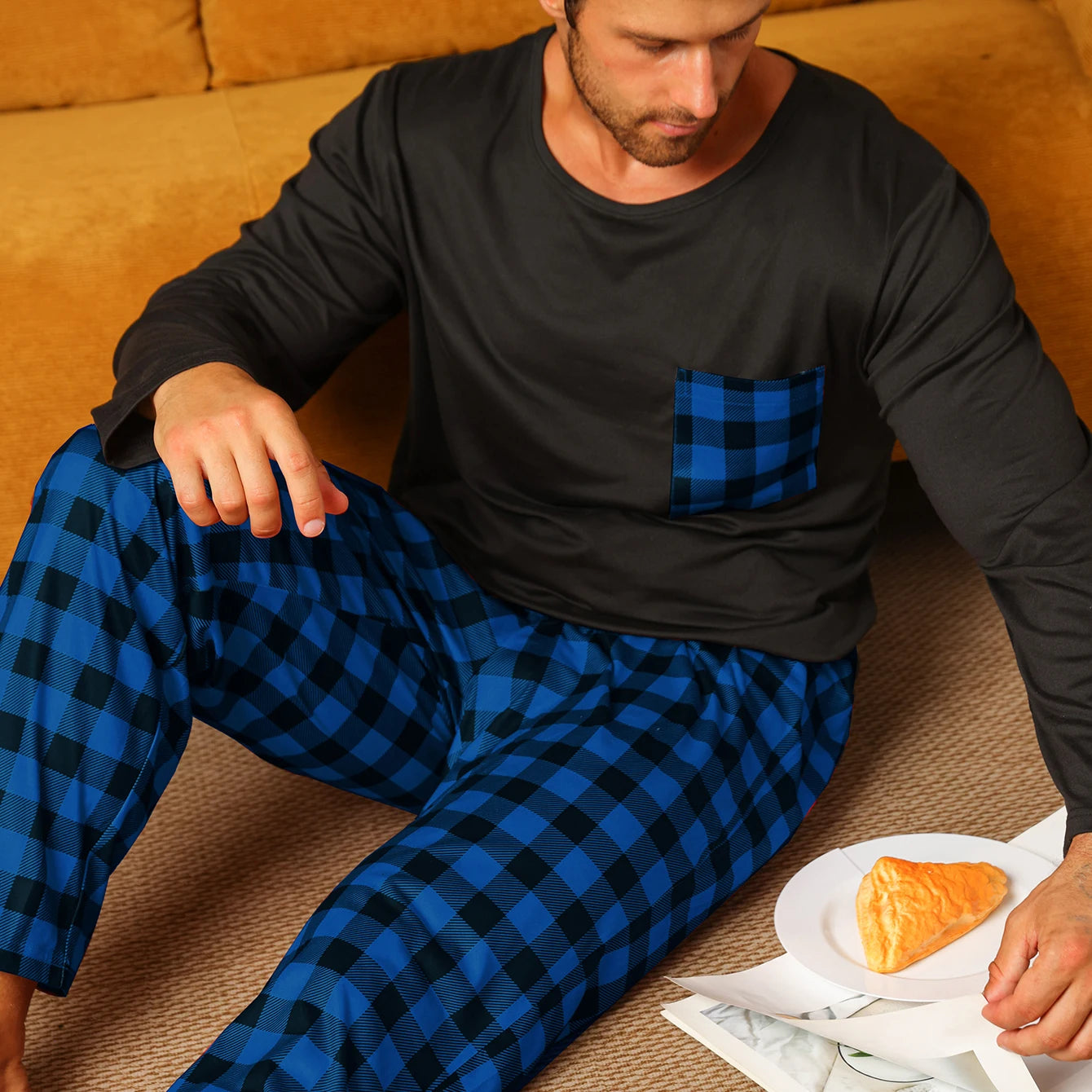 Two piece sets men's pajamas