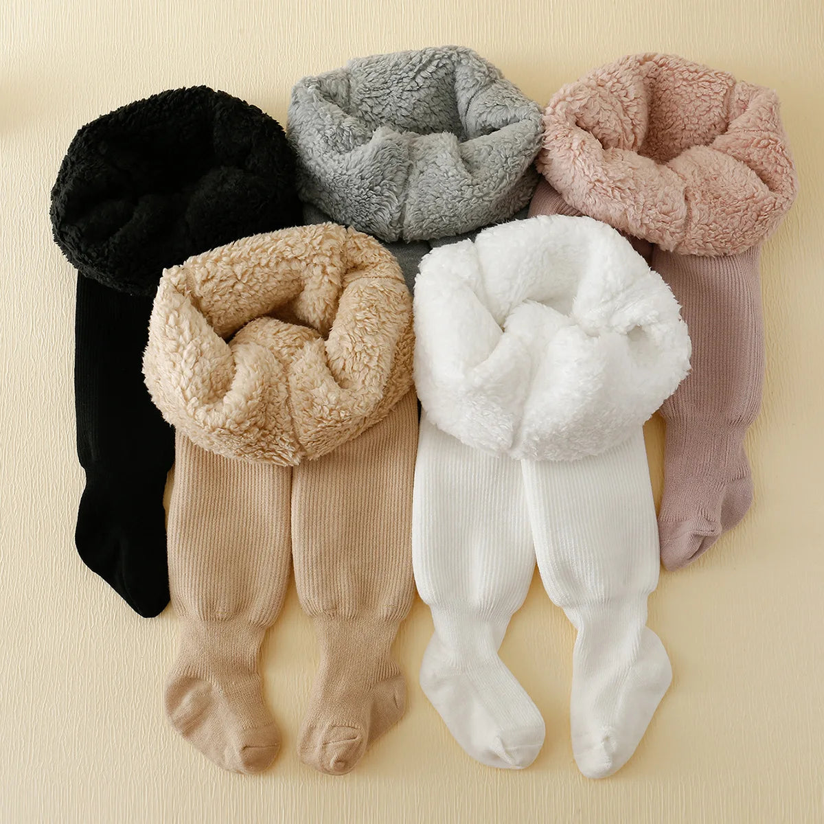 winter Infant baby thick Polar Fleece Lining stripes leggings
