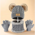Winter Children's Hats and neck Gloves Set