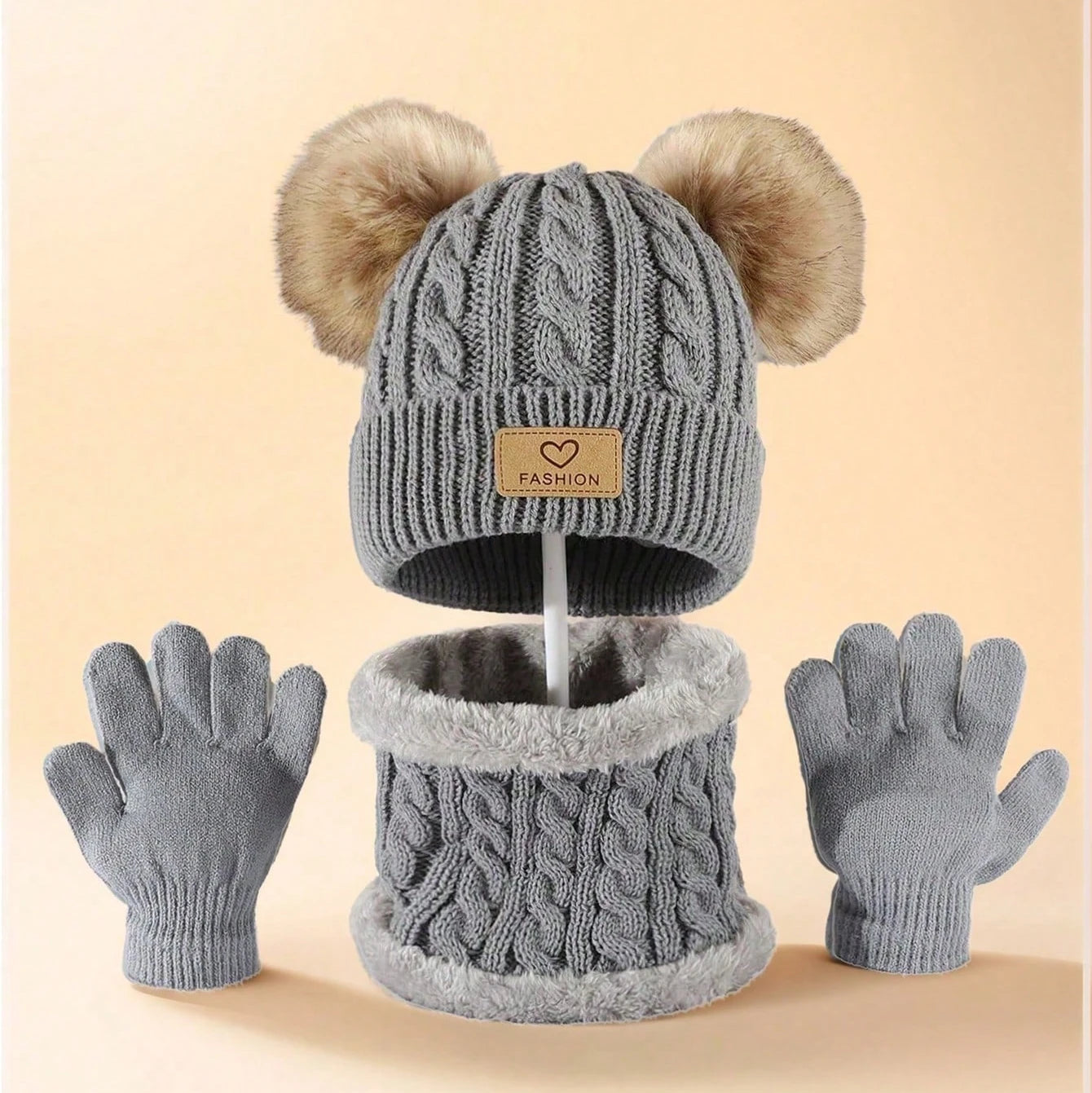 Winter Children's Hats and neck Gloves Set