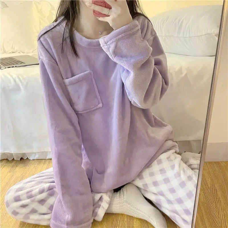 Fleece Thick Warm Women's Pajama set