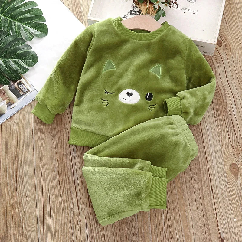 Children's Pajama Sets Bear Tops + Pants 2Pcs