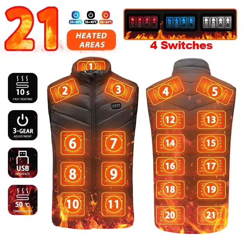 21 Heated Vest Zones Electric Heated Jackets