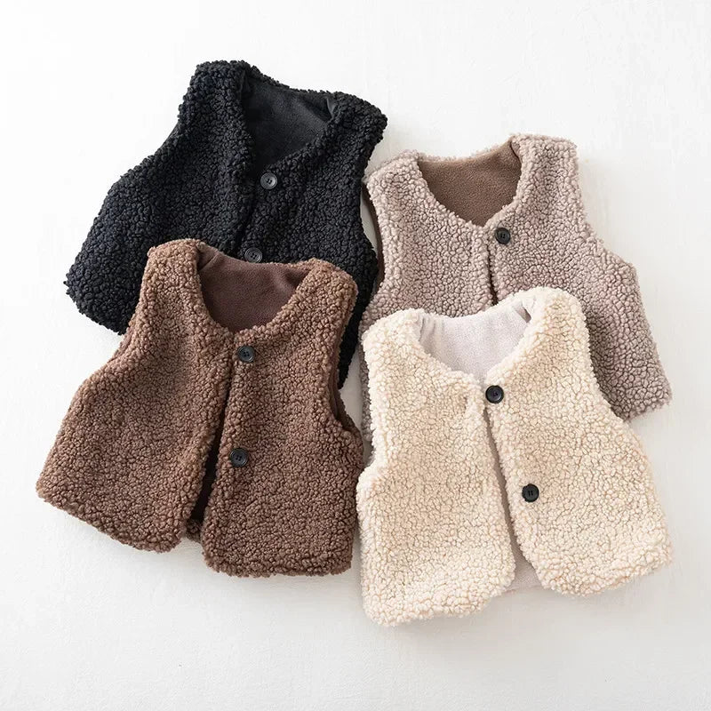 Winter Baby Lamb Wool Plus Velvet Waistcoat