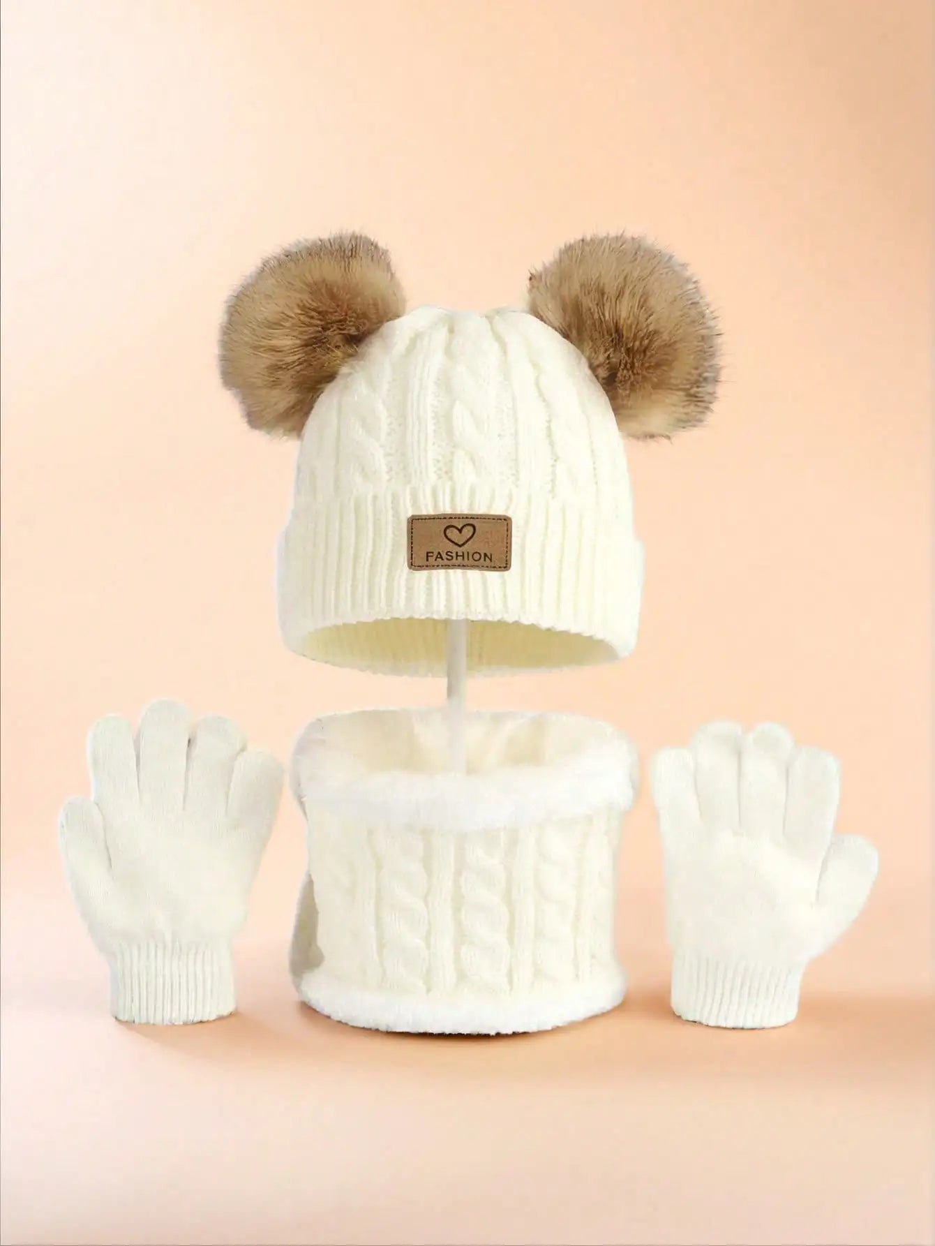 Winter Children's Hats and neck Gloves Set