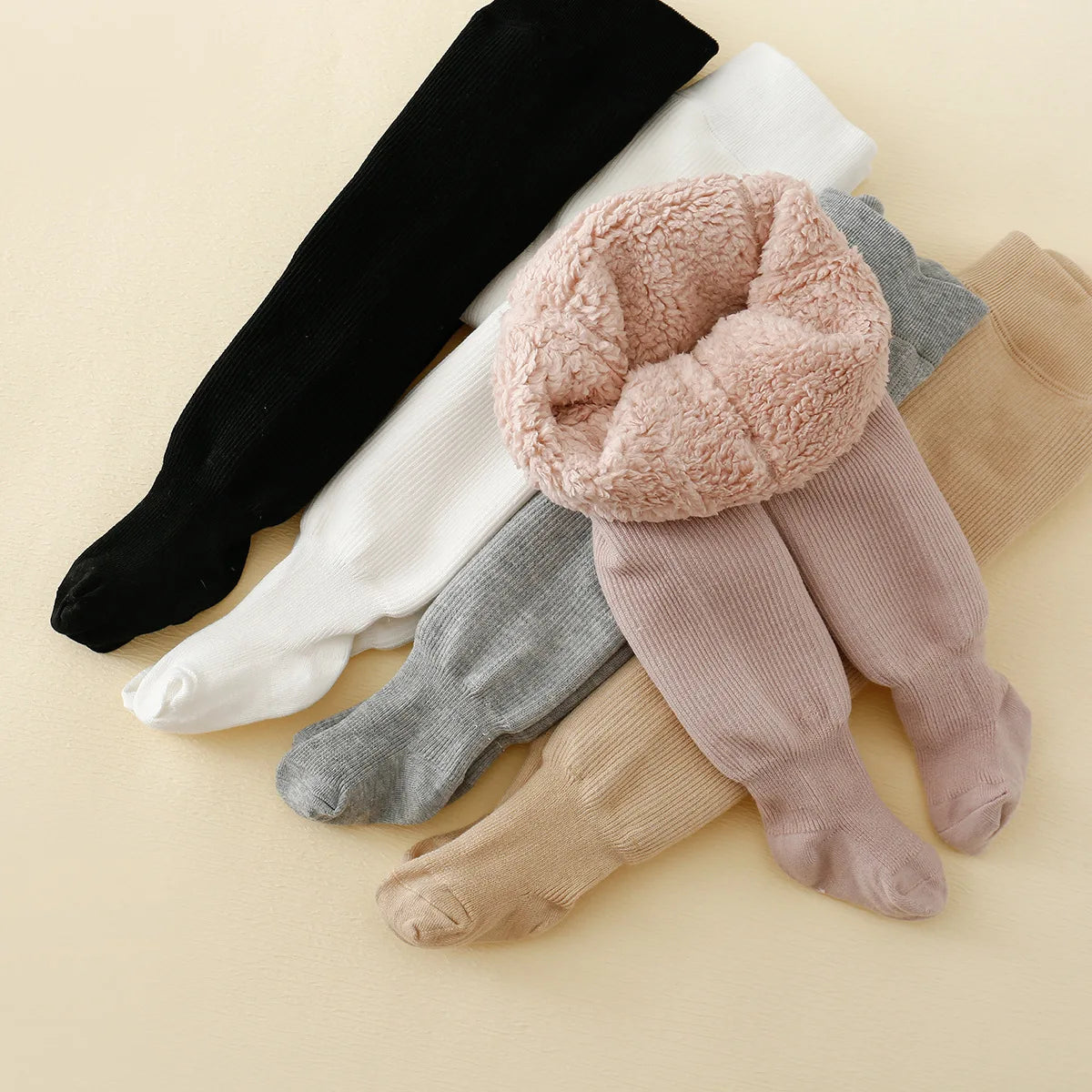 winter Infant baby thick Polar Fleece Lining stripes leggings