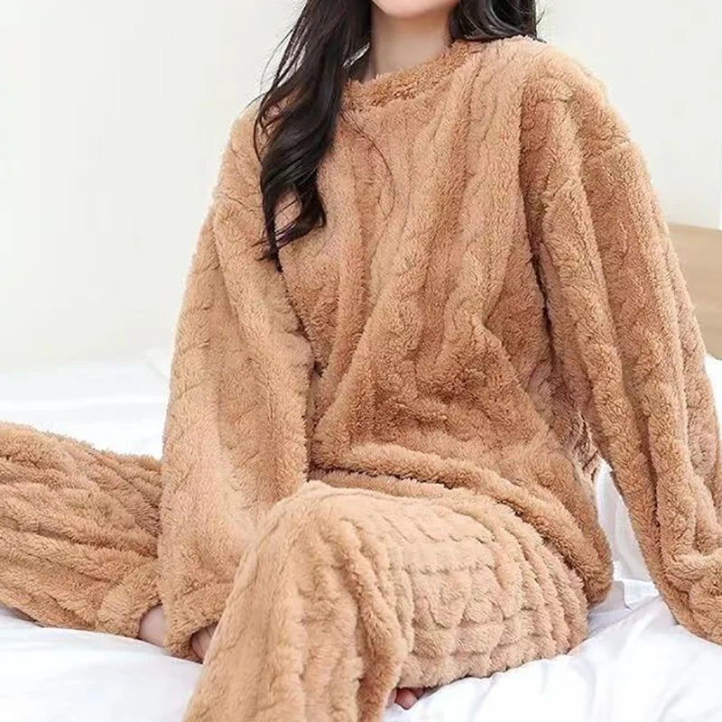 Winter Women Solid Warm 1/2 Piece set