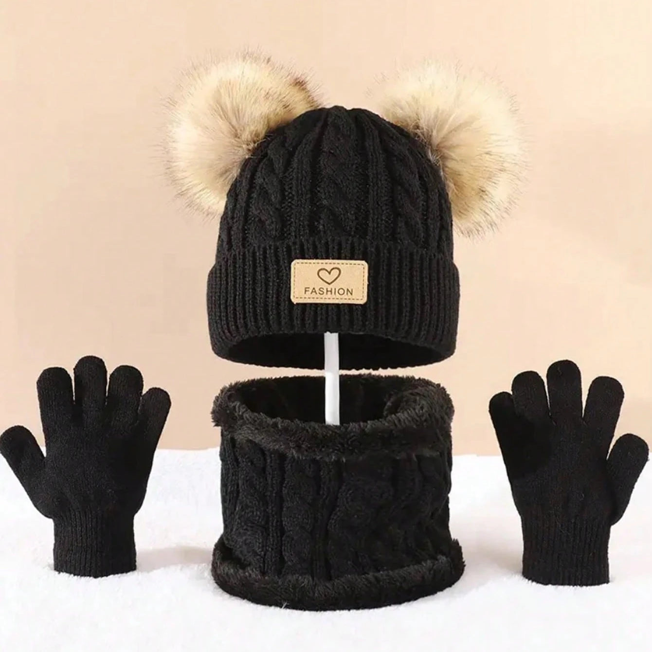 Winter Children's Hats and neck Gloves Set