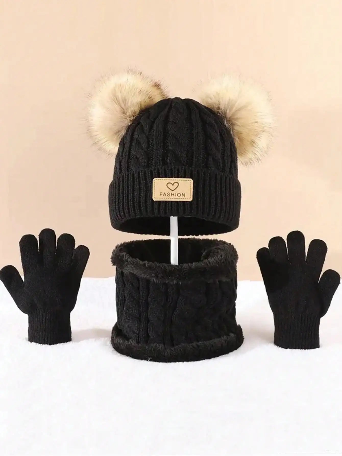 Winter Children's Hats and neck Gloves Set