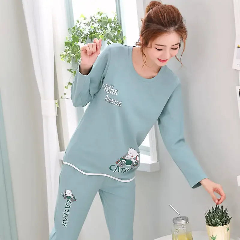 Autumn Thin 2pieces Pyjamas Set