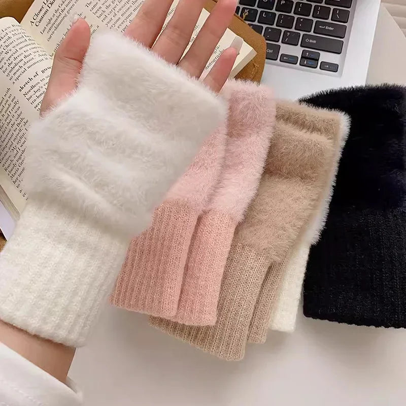 Soft Winter Half Finger Gloves