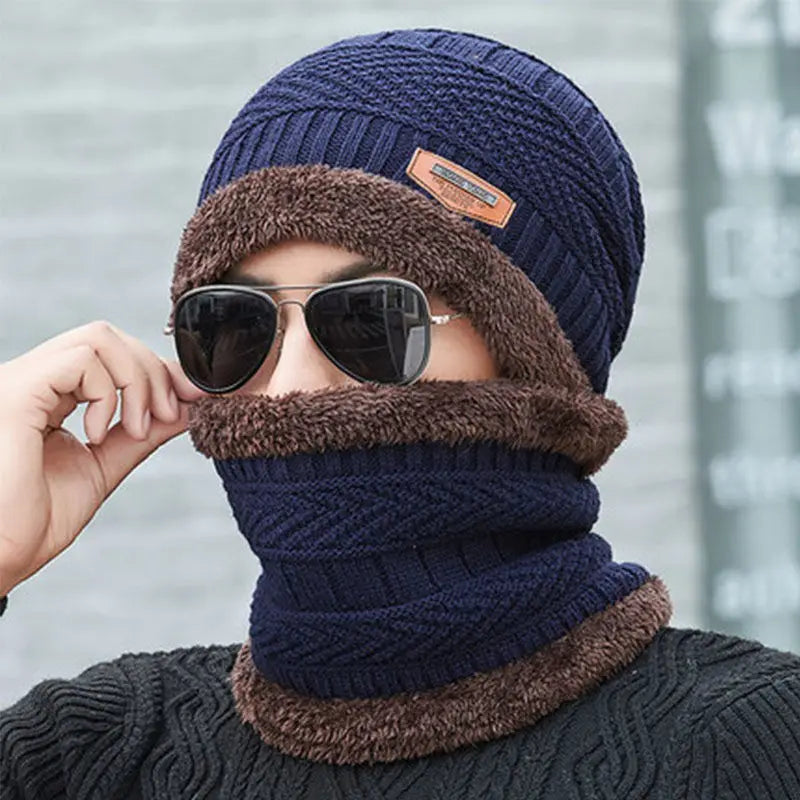 Autumn and Winter Thermal Plush Hat Hood & Scarf