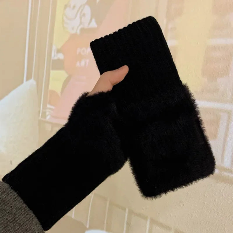 Soft Winter Half Finger Gloves