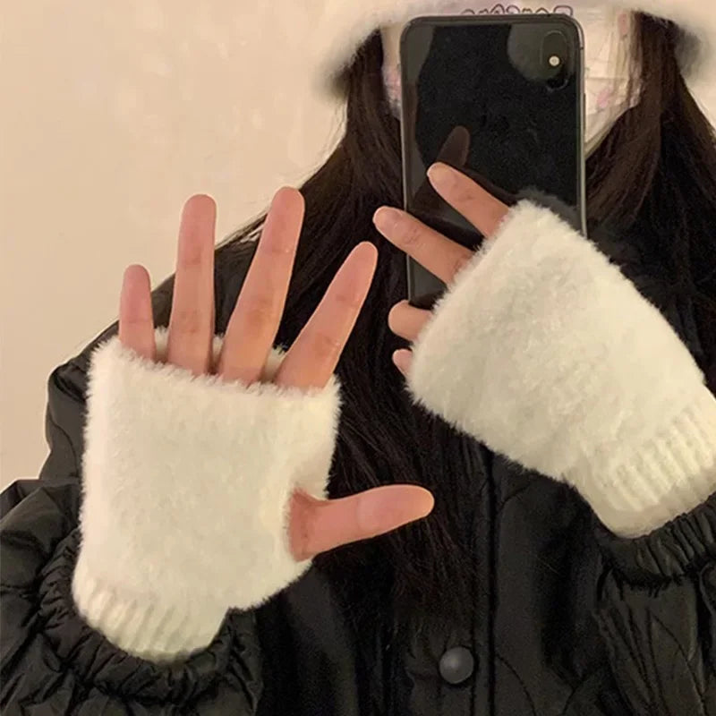 Soft Winter Half Finger Gloves