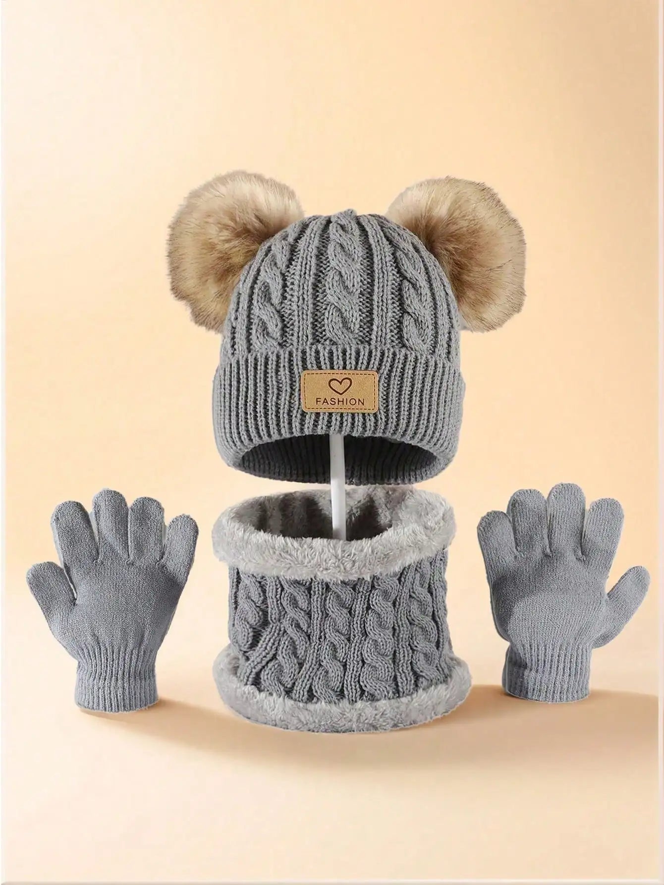 Winter Children's Hats and neck Gloves Set