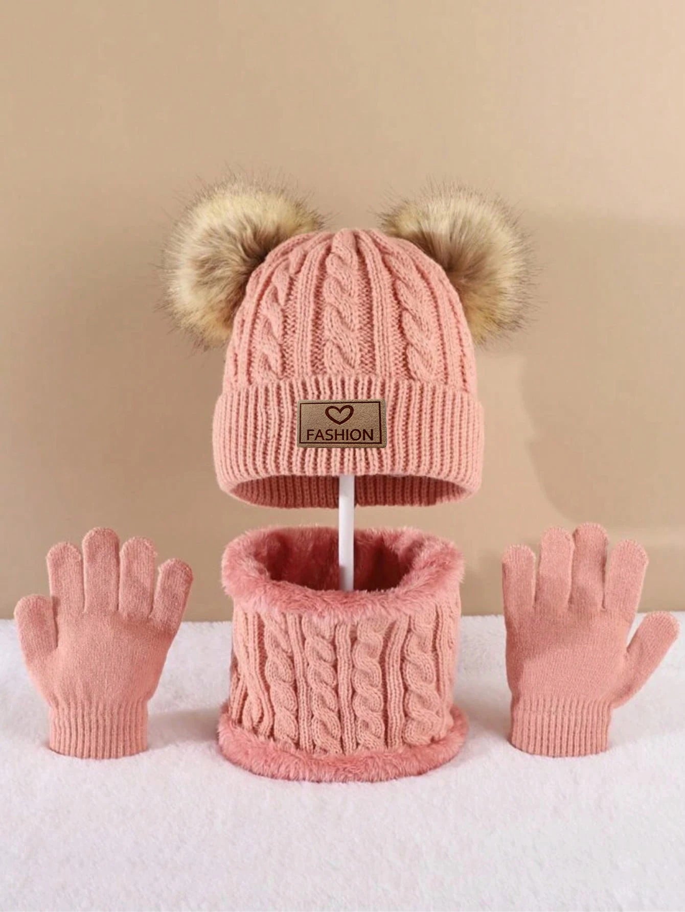 Winter Children's Hats and neck Gloves Set