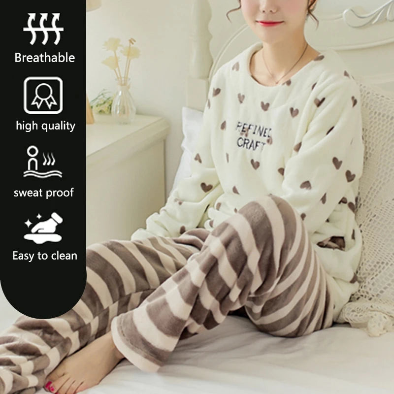 Winter Thickened Warm Coral Velvet pyjamas