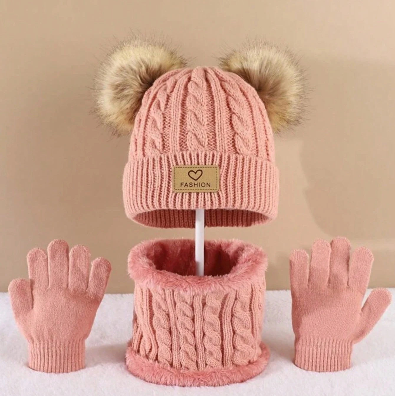 Winter Children's Hats and neck Gloves Set