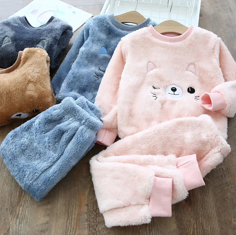 Children's Pajama Sets Bear Tops + Pants 2Pcs