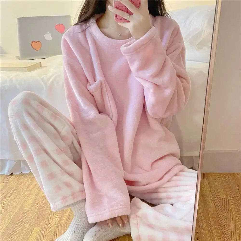 Fleece Thick Warm Women's Pajama set