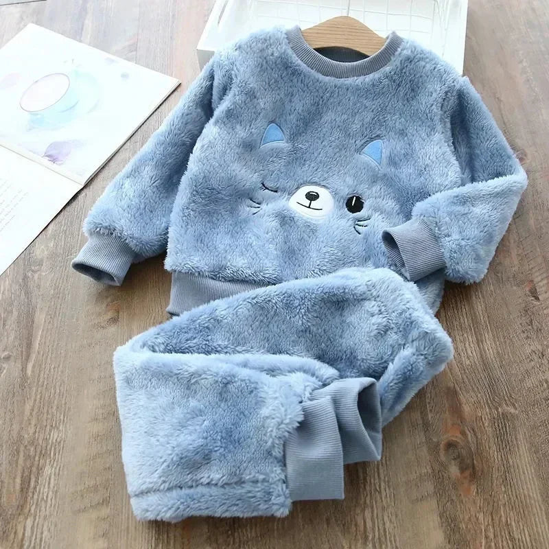 Children's Pajama Sets Bear Tops + Pants 2Pcs