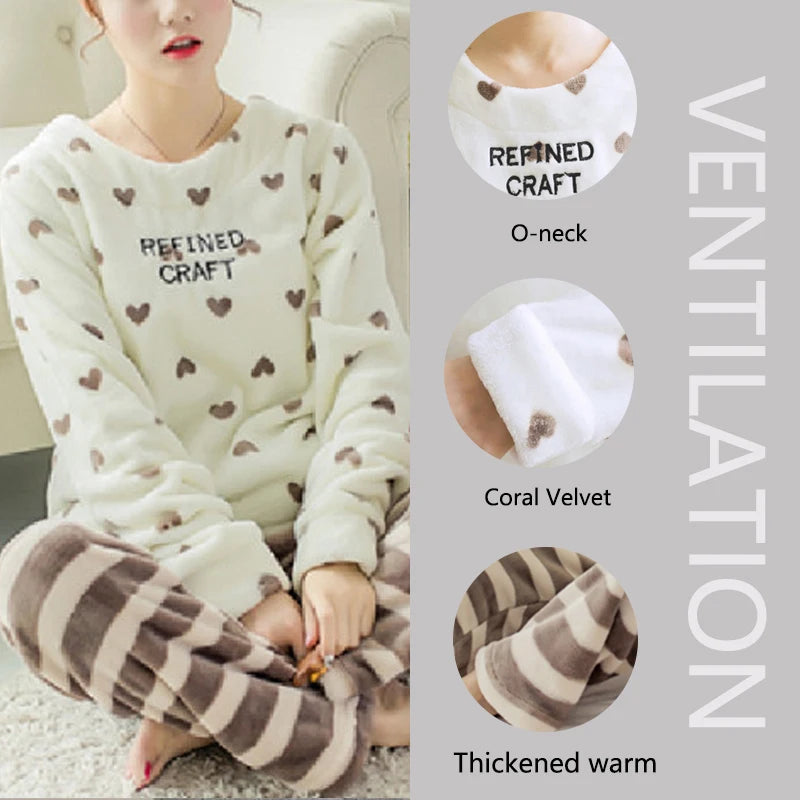 Winter Thickened Warm Coral Velvet pyjamas