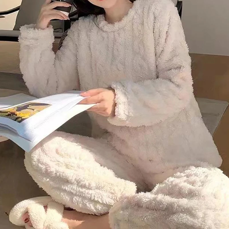 Winter Women Solid Warm 1/2 Piece set