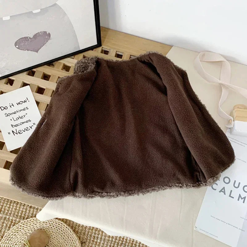 Winter Baby Lamb Wool Plus Velvet Waistcoat