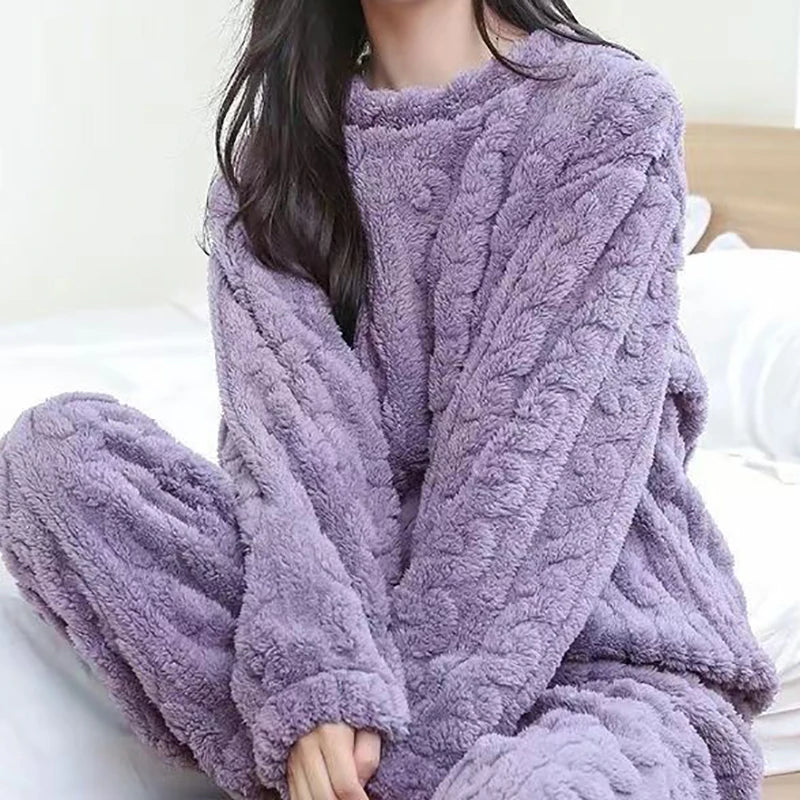 Winter Women Solid Warm 1/2 Piece set