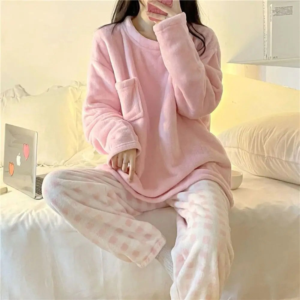 Fleece Thick Warm Women's Pajama set