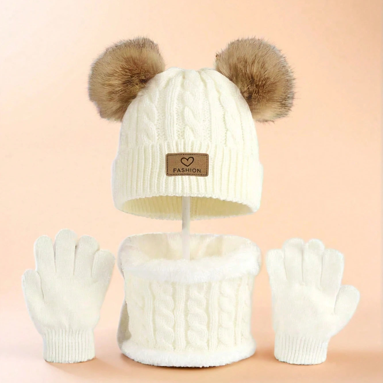Winter Children's Hats and neck Gloves Set