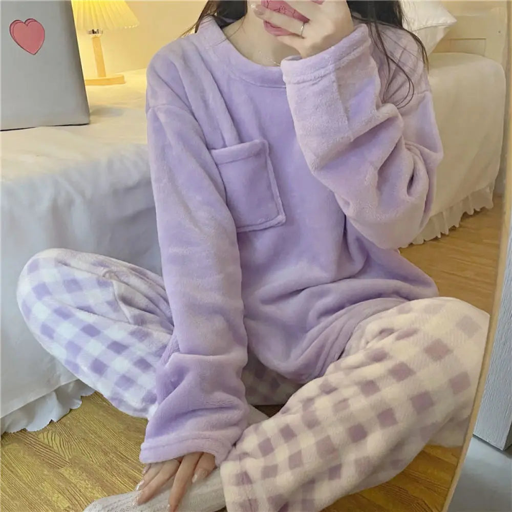 Fleece Thick Warm Women's Pajama set
