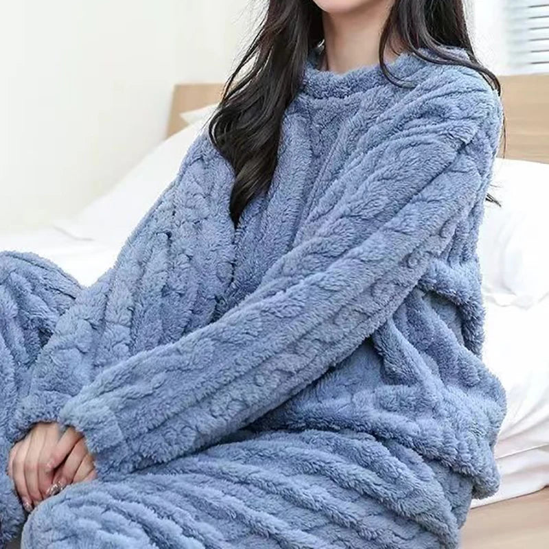 Winter Women Solid Warm 1/2 Piece set