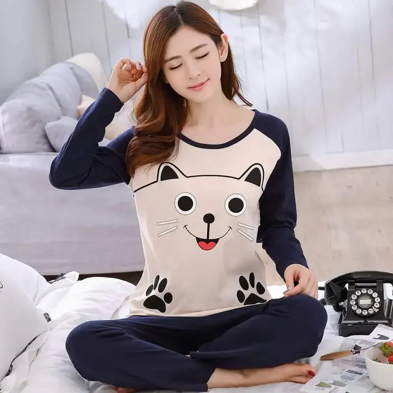 Autumn Thin 2pieces Pyjamas Set